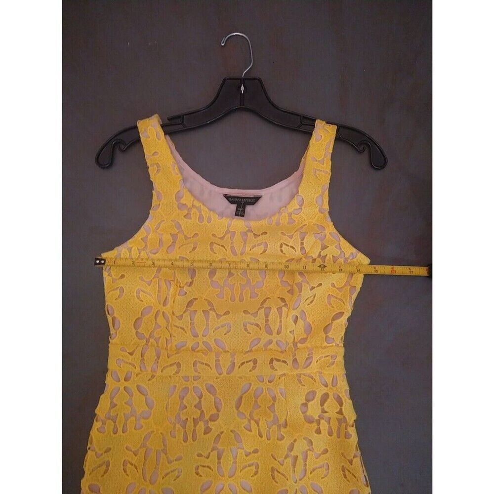 Banana Republic Embroidered Sleeveless Dress 00p Yellow Boho Feminin Cottagecore - Picture 9 of 10